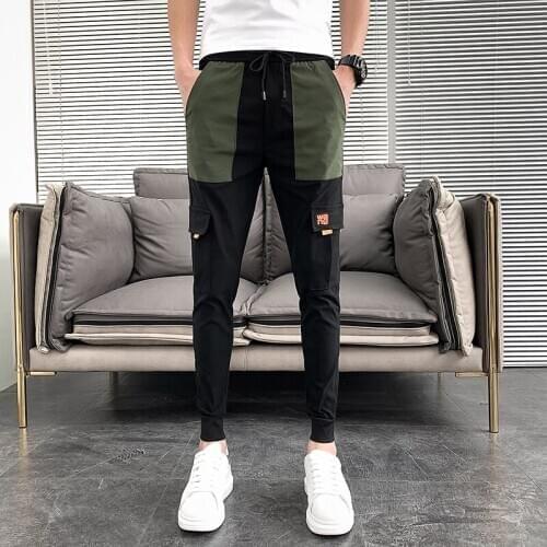 Summer Thin Pants Men Fashion 2020 Korean Slim Fit Harem Pants Men Multi Pockets Ankle Length Casual Joggers Men Clothing 36-27