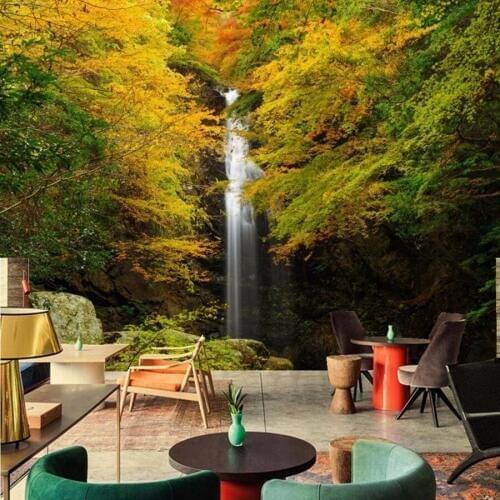 Custom murals,Papel de parede,Autumn Waterfalls Nature wallpaper,restaurant bar living room sofa TV wall bedroom photo wallpaper