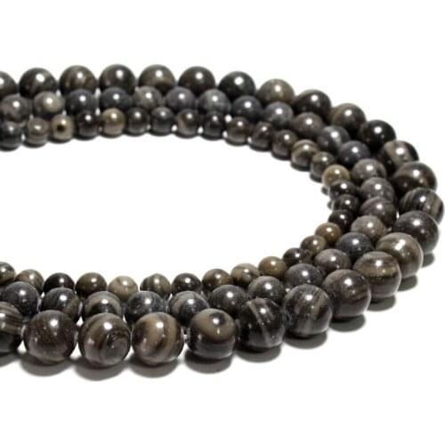 Natural Black Brown Wood Grain Jaspers Stone Beads Loose Round Spacer Beads For Jewelry Making DIY Bracelet Handmade 6 8 10 MM
