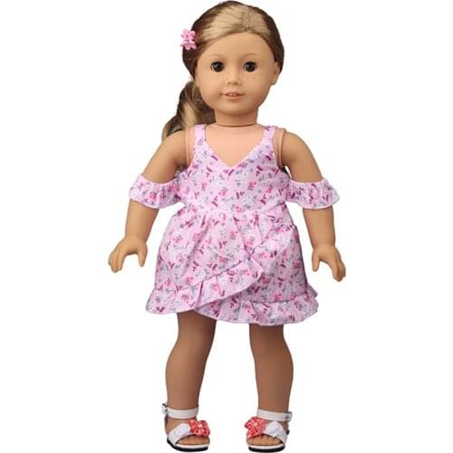 2021 New Pattern Clothes V-neck Floral Dress Fit 18 Inch American&43cm Baby New Born Doll Clothes Accessories
