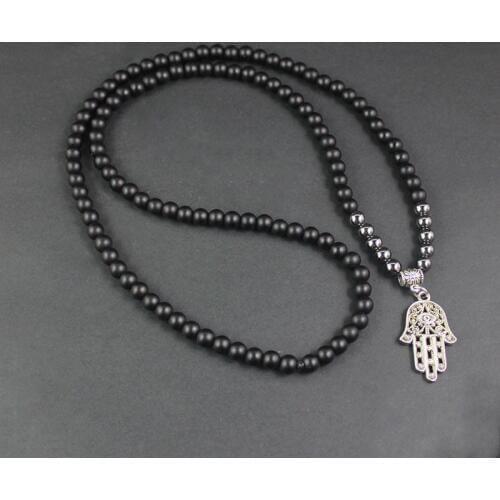 Matte Black Men Pendant Necklace Vintage Simple Design Life Tree Namaste Yoga Jewelry for Men and Women Gift NSN012
