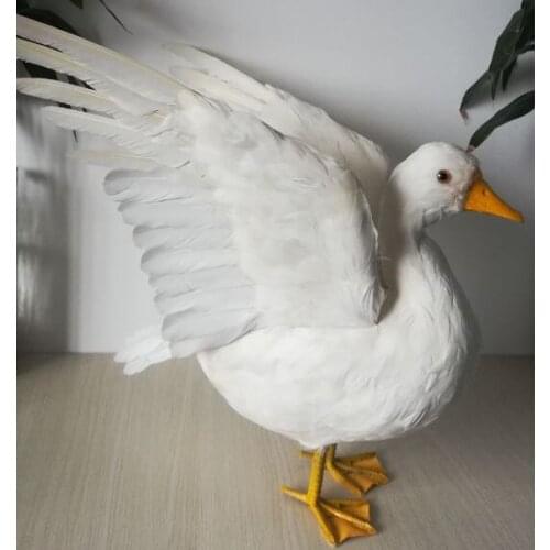 Lifelike toy model large 35x50cm white feathers duck spreading wings duck home garden prop decoration toy gift p0809