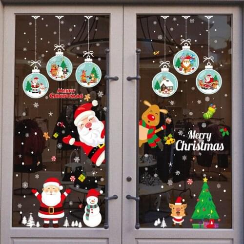 Christmas Decorations Stickers Christmas Tree Old Man Snowman Snowflake Window Wall Sticker New Year 2020 Home Decor