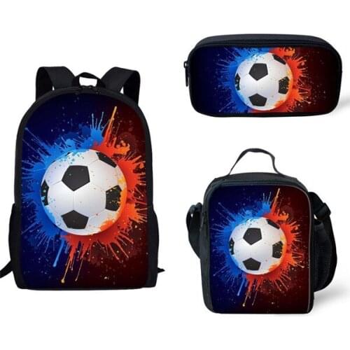 Custom pattern Popular football Print Schoolbag Teenager Boys Primary School Bag Backpack 3pcs/set School Bags for Children