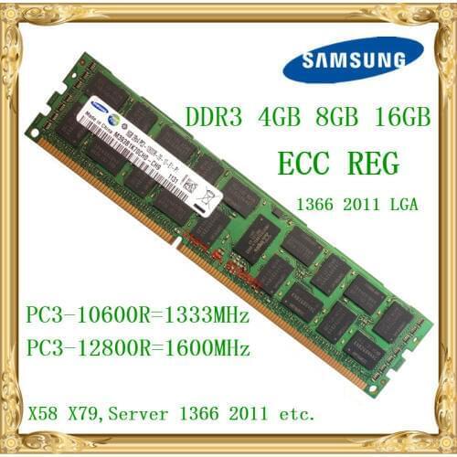 Samsung DDR3 4GB 8GB 16GB server memory 1333 1600MHz ECC REG DDR3 PC3-10600R 12800R Register RIMM RAM X58 X79 motherboard use