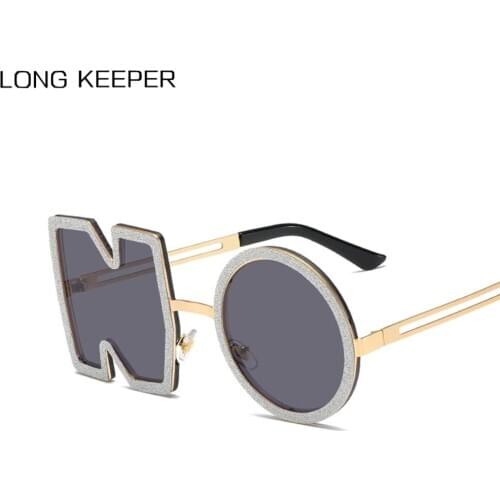 2021 Fashion Steampunk Letters NO Sunglasses Women Men Luxury Brand Metal Frame Sun Glasses For Female Unique Oculos de sol