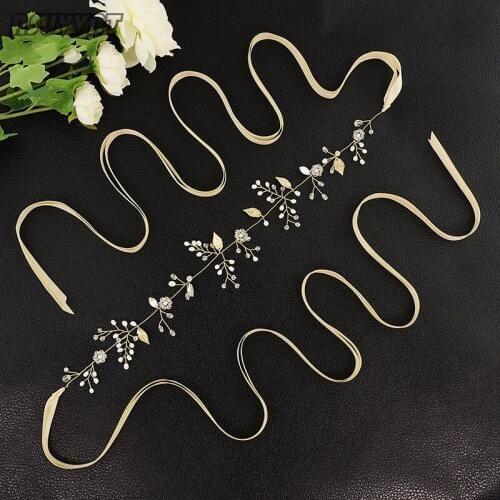 Wedding Belts With Pearls Gold Leaves Flowers And Rhinestone Sash Belt For Women Girl Evening Wear Wedding Fashion Accessories