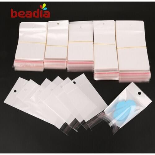100PCS Three Layers Transparent Clear Plastic OPP Self-adhesive Seal Bags with Hanging Hole Jewelry Packaging & Gift Bags