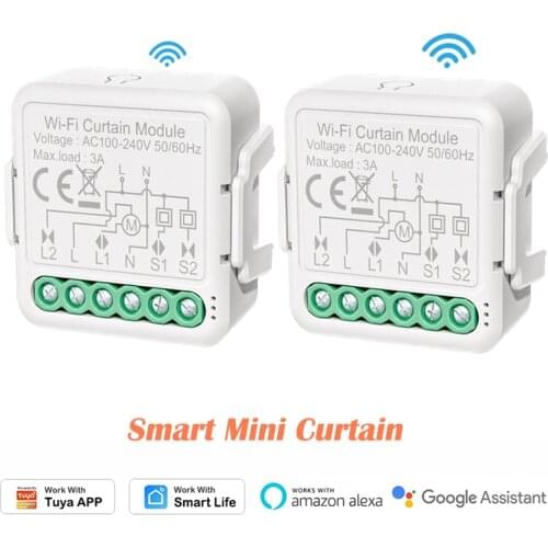 1-8pcs Tuya Wifi Smart Mini Curtain Switch On Off Device Smart Home Automation Timer APP Control Work with Google Home Alexa
