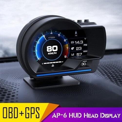 Universal Car HUD OBD + GPS Head Up Display Speedometer Alarm Overspeed Ambient Light Warning System