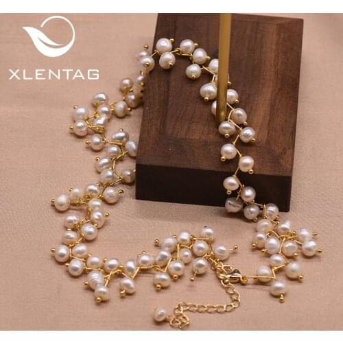 Xlentag Natural Fresh Water Pearl Choker Necklace For Women Wedding Engagement Handmade Fine Jewelry Collares GN0171