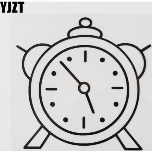 YJZT 13.7CM×13.4CM Alarm Clock Icon Car Sticker Furniture Products Vinyl Decal Black/Silver 13E-0067
