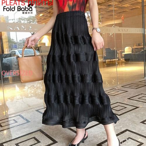 Temperament Ladies Elegant Mid-length Cake Skirt Miyake Folds Comfortable Irregular Skirt Womens Clothing PLEATS Upe Faldas