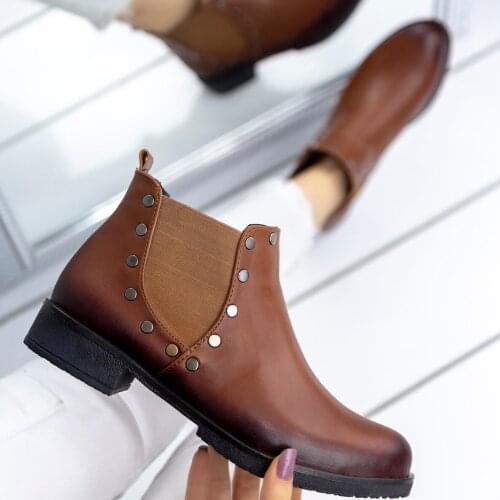 Tonar Ximena Tan Skin Women Boots Rubber and Stapler Detailed New Season