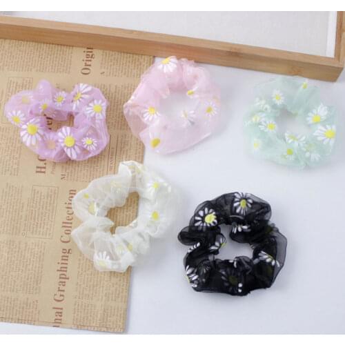 Woman Daisy Yarn Scrunchies Fashion Hair Ties Elastic Hairband Hair Accessories for Woman Hair Gum Head Ornaments Rubber Band