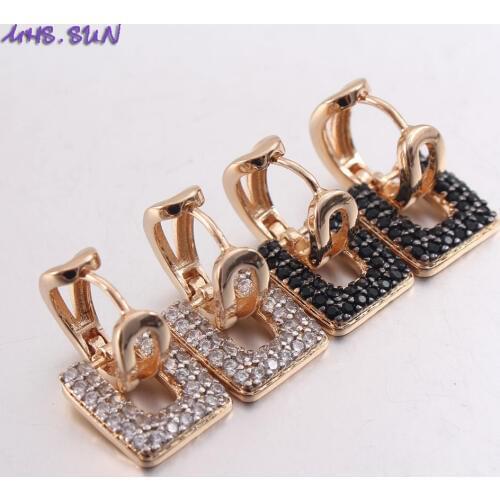 MHS.SUN New 10 Color Zircon Hoop Earrings Fashion Mosaic AAA CZ Earrings For Women Girls Party Show Gift Ear Jewelry