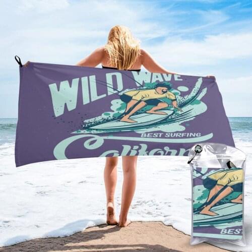 Bathing Towel Wild Wave California Poster Bath Wearable Towel Dress Fast Drying Beach Spa Magical Nightwear Sleeping