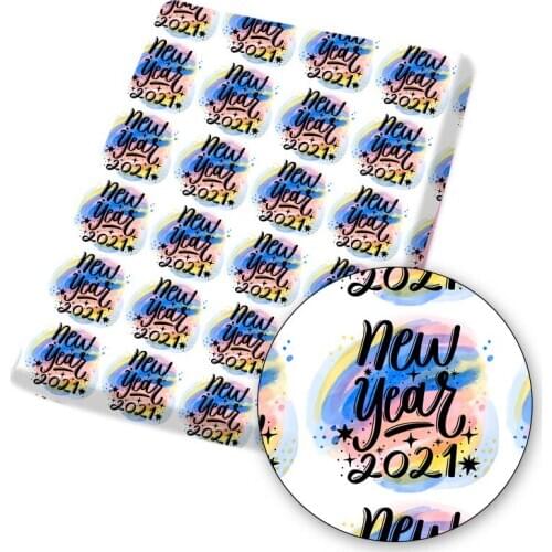 Polyester Cotton Fabric 2021 Happy New Year Printed Cloth Sheet Handmade Mask DIY Clothes Crafts Home Textile 45*145cm 1pc