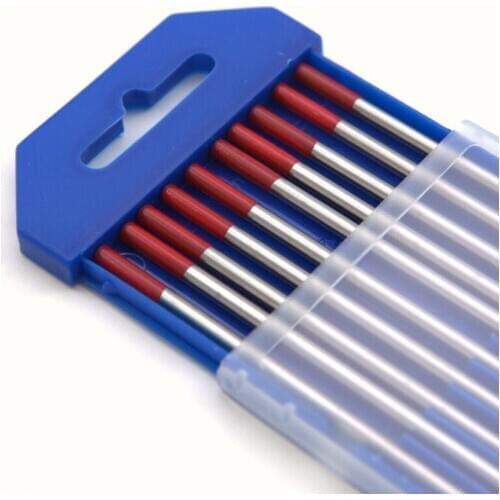10Pcs Red TIG Welding Tungsten Steel Electrodes Rod Thoriated 4.0mm 150mm WT20 Durable Zirconiated Tungsten Electrodes