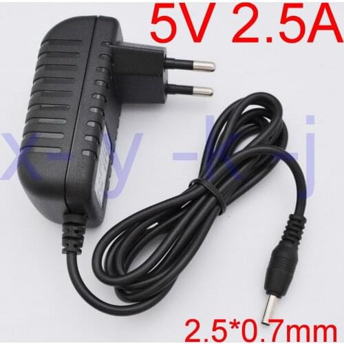 100PCS High quality DC 5V 2.5A IC program AC 100V-240V Converter Switching power adapter 2500mA Supply EU Plug DC 2.5mm x 0.7mm