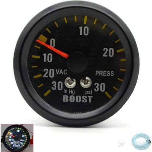 2" 52mm Auto Car Turbo Boost Gauge Analog Carbon Fibre Face -30~30 PSI Meter White Background Light