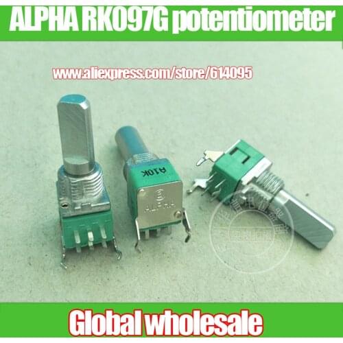 2pcs ALPHA RK097G horizontal double potentiometer A10K / reverse direction shaft 20MMF