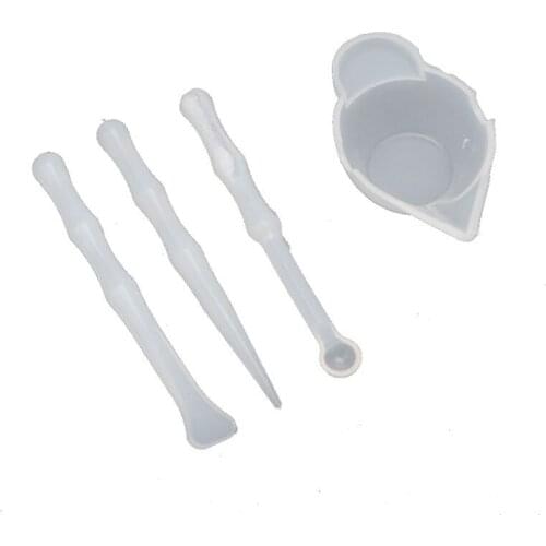 4Pcs Silicone Mixing Cups Measuring Cups Stirrers Spoon Scraper For Resin Mold DIY Resin Jewelry Making Tools Kit W0YA