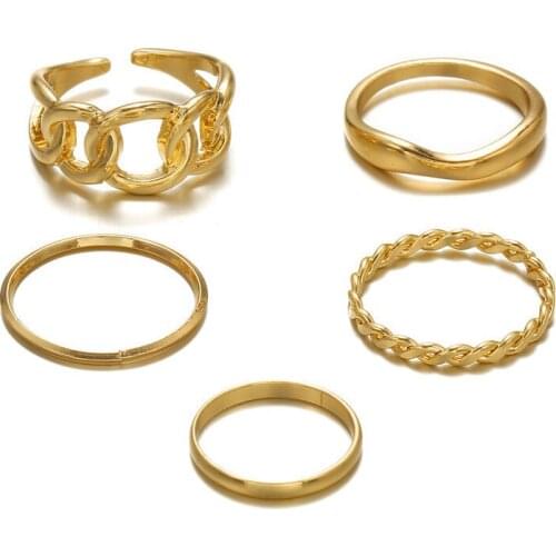 5 pieces of cold wind fashion ring combination Korean version individual index finger ring contracted web celebrity ring hand je