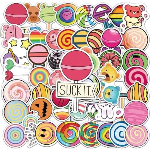 50PCS Mixed VSCO Cartoon Lollipop Stickers Luggage Skateboard Guitar Fridge Kid Toy DIY Cool Graffiti Girl Candy Sticker Decal