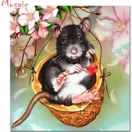 5D Diamond painting Cartoon Mouse Full Square Diamond embroidery Cross stitch kits flower animal Full Round Diamond mosaic
