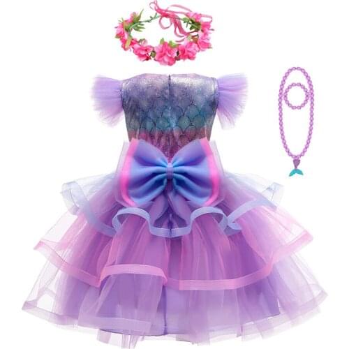 6 Layers Girls Fancy Mermaid Summer Tutu Dress Children Princess Costume Birthday Gift Hallowee Costume for Kids Anime Clothes