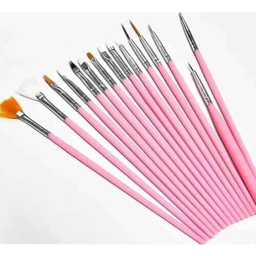 Acrylic Nail Art Brush Tool Set Nail Ombre Brush For Manicure Brush For Nail Art Drawing Pen Point Painting Pen White/Pink Brush