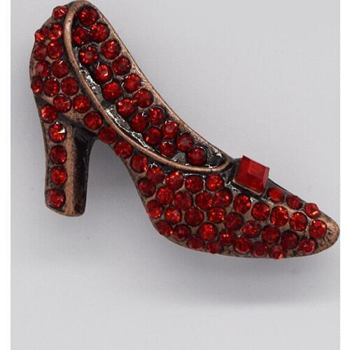 Antique Copper Red Rhinestone Shoes Pin brooches Jewelry gift brooch C137 C3