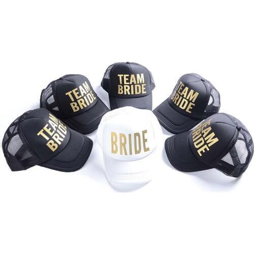 BRIDE SQUAD Bachelor Woman Snapback Caps Hip Hop Branded Baseball Mesh Cap Wedding Party Man Adjustable Golden Letter Pink Color