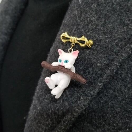 3D Cat Branch Brooch Animal Corsage Brooches for Bag Clothes Coat Sweater Badge Accessories Women Jewelry Gifts