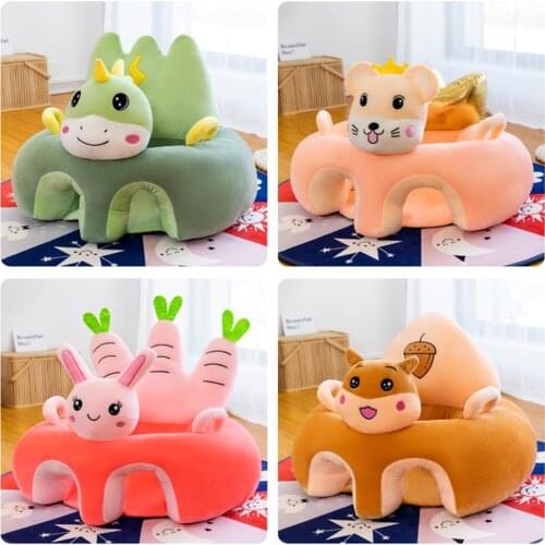 Baby Sofa Support Seat Cover Cartoon Animal Plush Learning To Sit No Filler