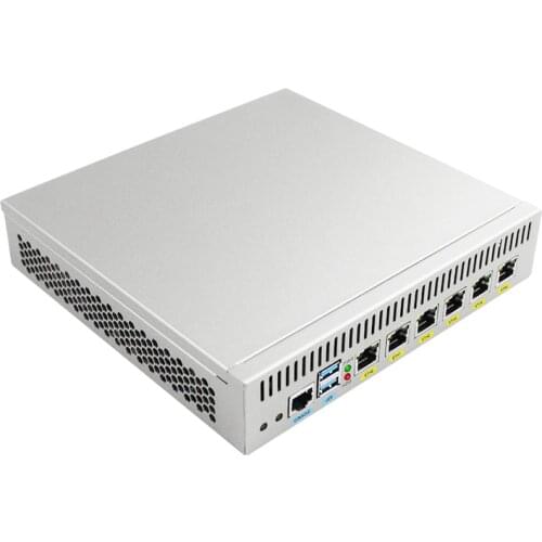 D525 Fanless Soft Router 4GB RAM 6 LAN Mini PC White Firewall Routing for VPN Processor Pfsense Industrial/Host/ Gaming Computer