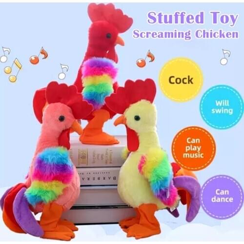 Electric Screaming Chickens Toy Fun Singing Roosters Plush Toy Birthday Gift for Kid LBV