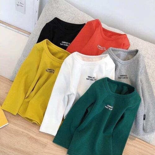 Boys Girl T-shirt Kids Bottoming Tshirt Toddler Children Top Tee 2019 Summer Long Sleeve All-match 12M to 9 Years