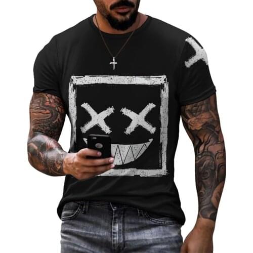 3D printing T-shirt mens short-sleeved rock and roll punk fun pattern T-shirt tops fashion street casual summer mens oversized