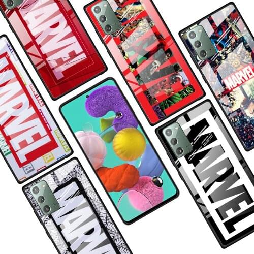 Marvel logo cool for Samsung Galaxy Note 20 Ultra 10 Lite Plus 9 8 5G A70 A50 A40 A30 A20 Tempered Glass Phone Case