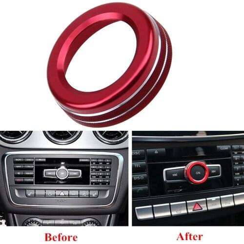 Car Volume Control Ring Cover Trim Blue Red Silver For Mercedes Benz W176 W246 W212 W166 GLK GLA CLA GLE ML GL AMG Knob Ring