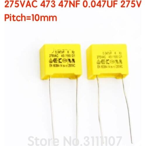10PCS/LOT 275VAC 473 0.047UF 275V Pitch 10mm Safety Capacitor Polypropylene Film Capacitor Capacitance