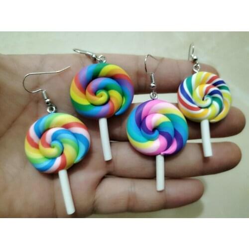Yungqi Colorful Candy Lollipop Earrings for Girls Women Children Birthday Gift Lovely Cartoon Animal Fruit Paw Earring Jewelry