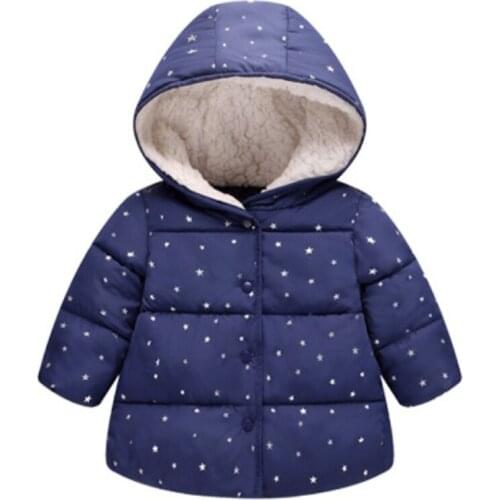 Winter Autumn Baby Kids Boys Girls Hooded Coat Fashion Star Pattern Children Cute Thick Warm Cotton Clothing for Girl Jacket