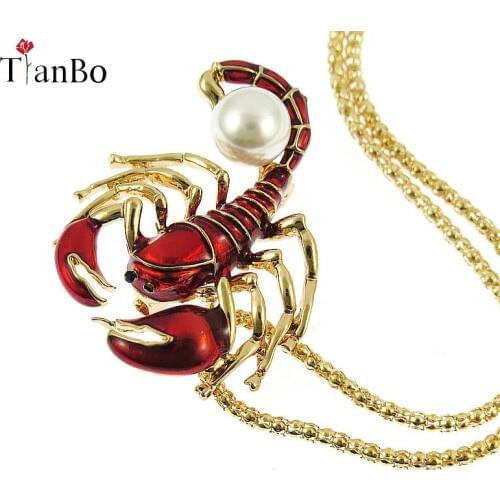 TianBo hot sale brand paragraph Exaggerated personality retro chain necklace fashion CZ Scorpion Pendant Sweaters necklace women