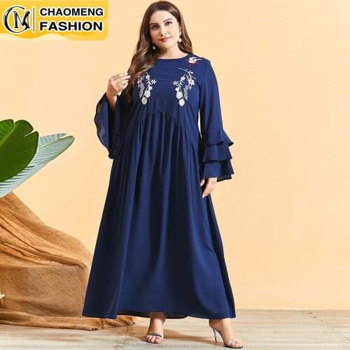 Dubai Abaya Embroidered Fashion Plus Size Hijab Dress Turkey Kaftan Islam Clothing Muslim For Women Vestidos Arabic Maxi Robe