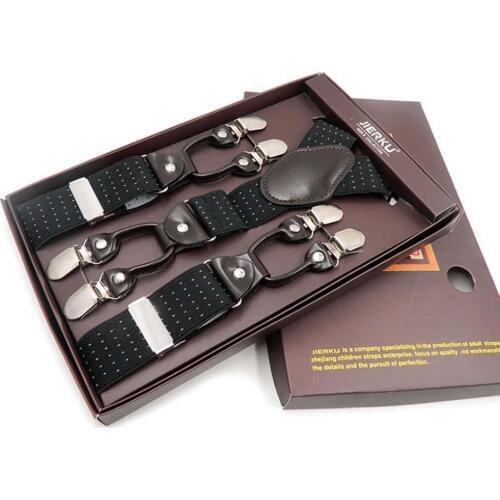 Fashion Mens Suspenders 6 Clips Brace Male Vintage Casual Wedding Party Trousers Strap Husbands Gift