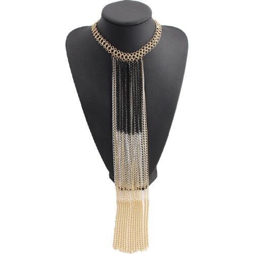 CirGen Fashion Women Mixed Colors Long Multi Layer Chain Pendant Choker Bijoux Collar Statement Necklace Jewelry,E47