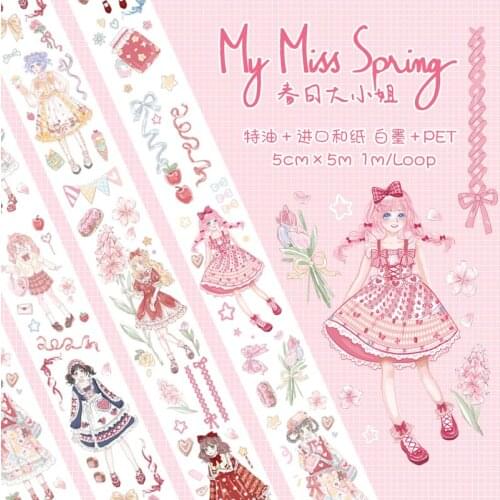 My Miss Spring PET Special Oil Washi Tapes Junk Journal Masking Tape Adhesive Tape DIY Scrapbooking Photo Album Washi Stickers